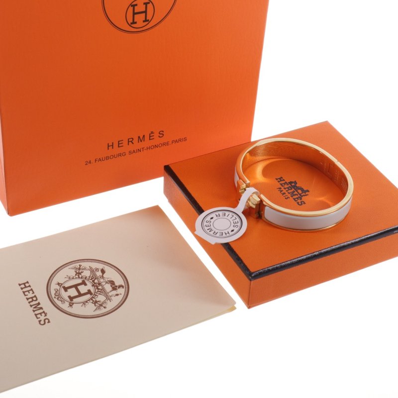 Hermès Enamel Bangle Bracelet Light Gray