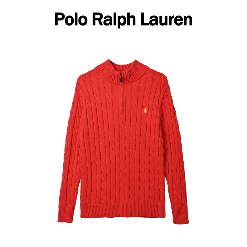 Polo Ralph Lauren Red Half-Zip Cable Knit Sweater view