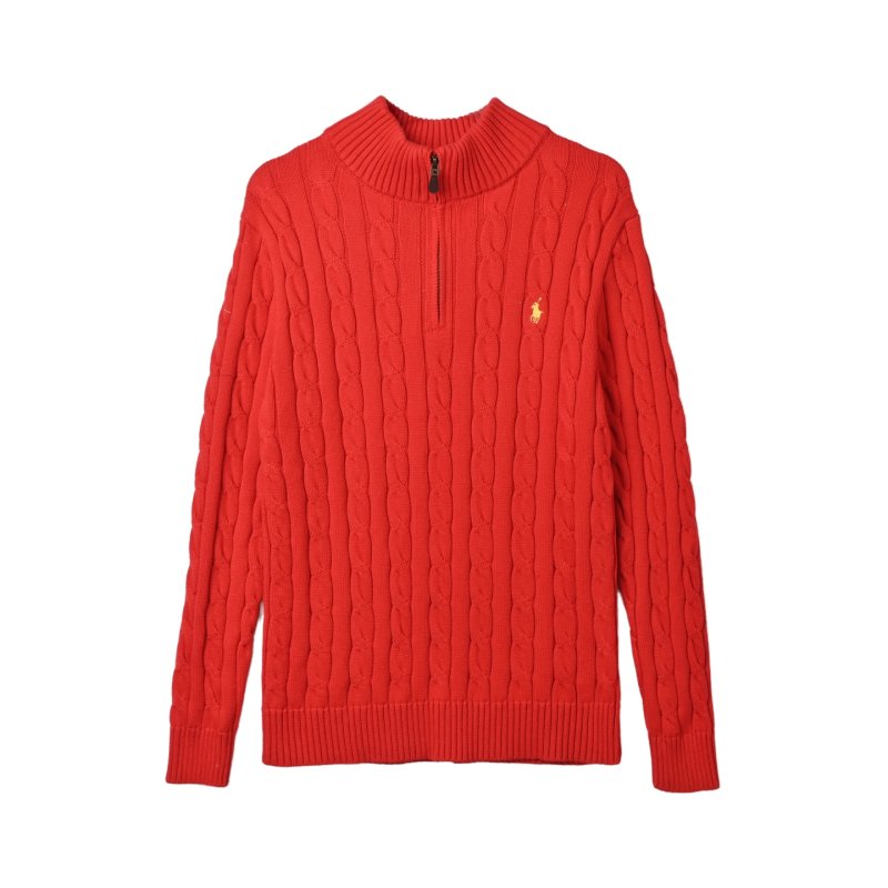 Polo Ralph Lauren Red Half-Zip Cable Knit Sweater view