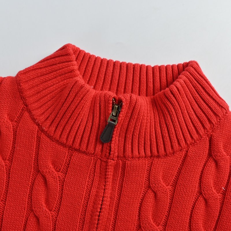 Polo Ralph Lauren Red Half-Zip Cable Knit Sweater view
