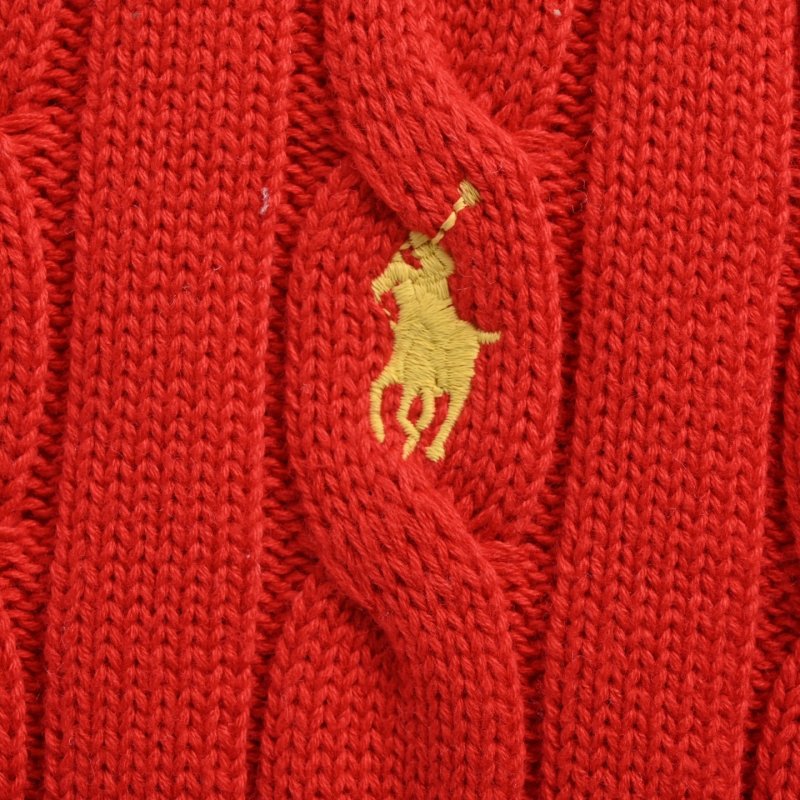Polo Ralph Lauren Red Half-Zip Cable Knit Sweater view