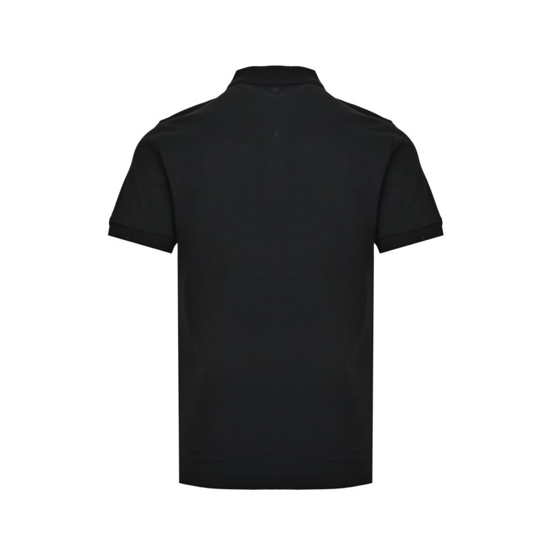 Black Short Sleeve Polo T-Shirt with Minimalist Embroidery view
