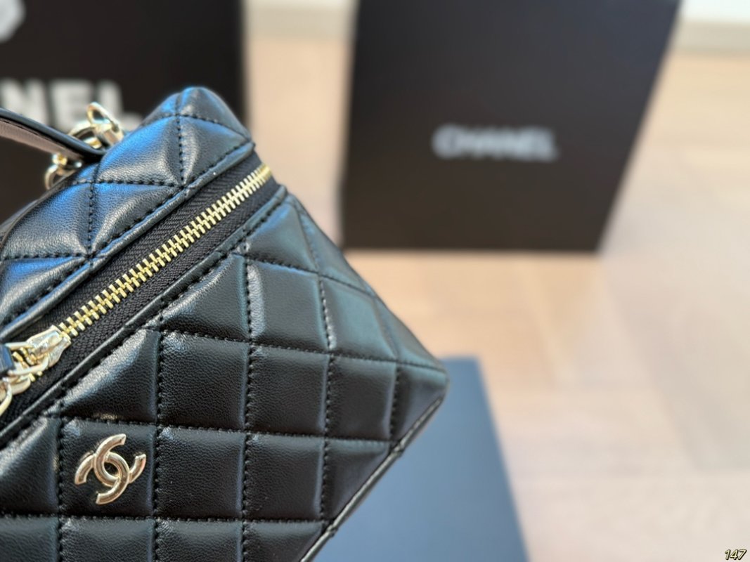 Chanel Quilted Vanity Box Bag Black view