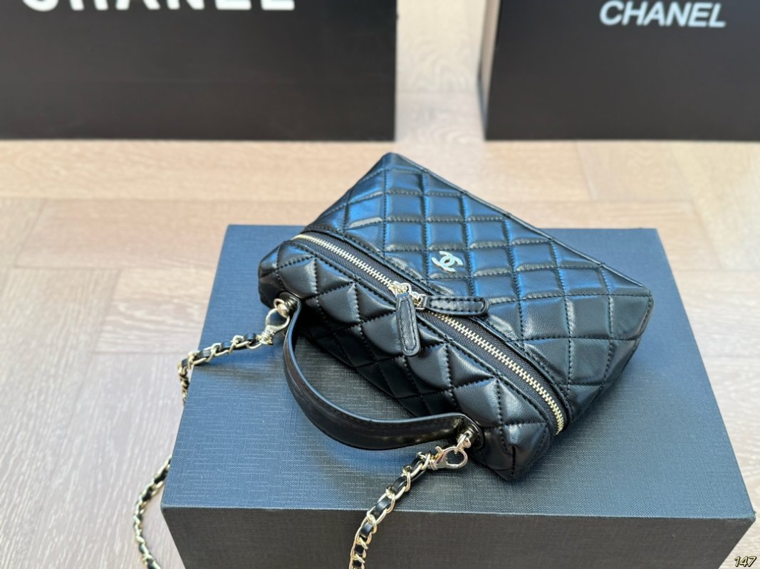 Chanel Quilted Vanity Box Bag Black view