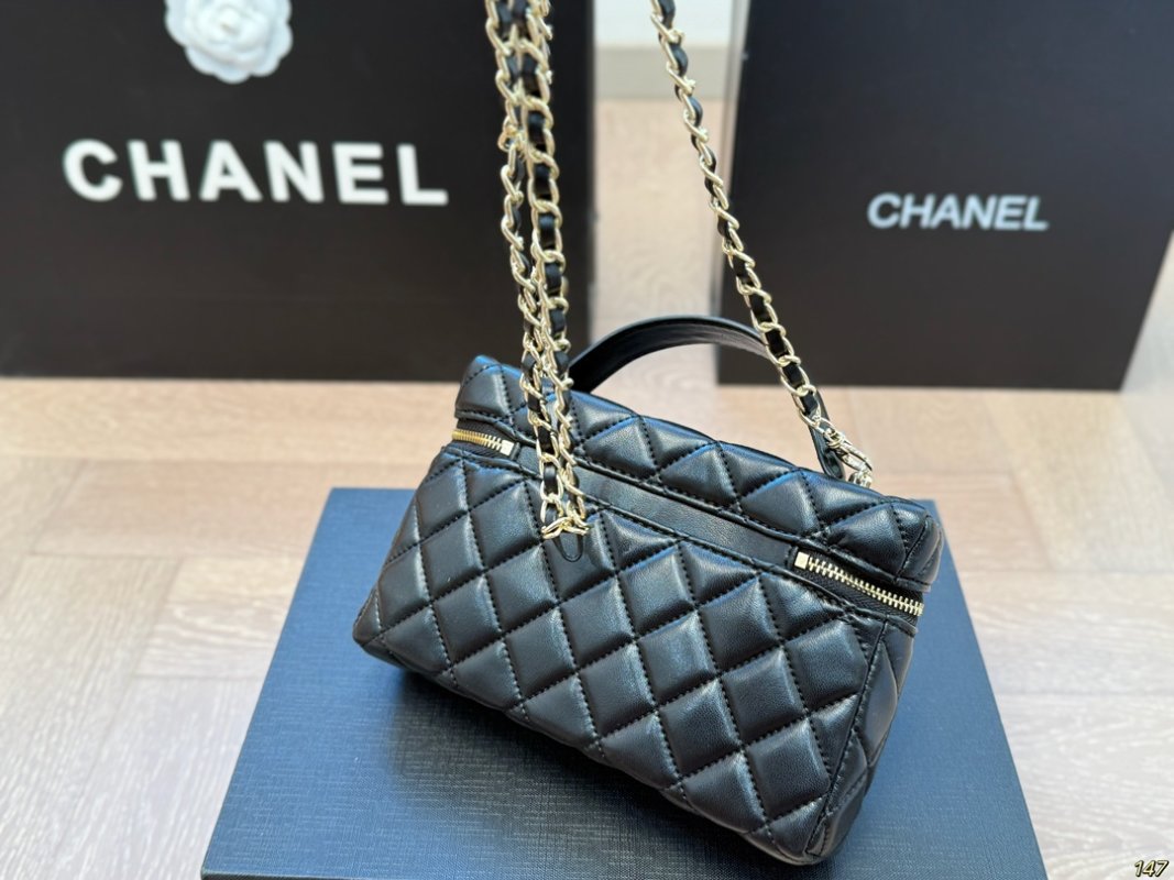 Chanel Quilted Vanity Box Bag Black view