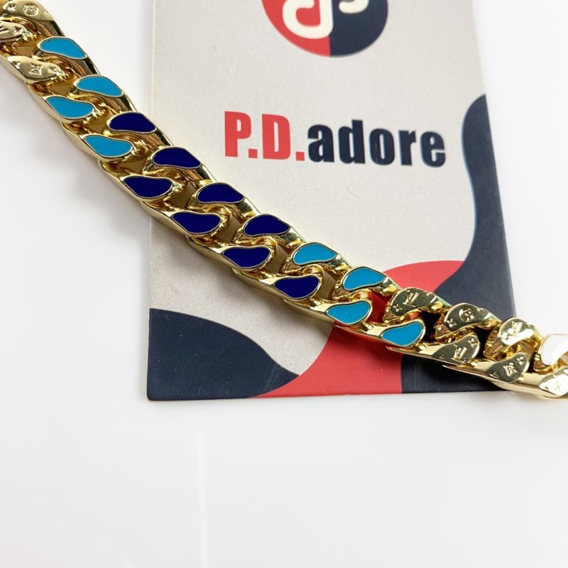 Louis Vuitton NBA Collaboration Gold Chain Bracelet Blue view