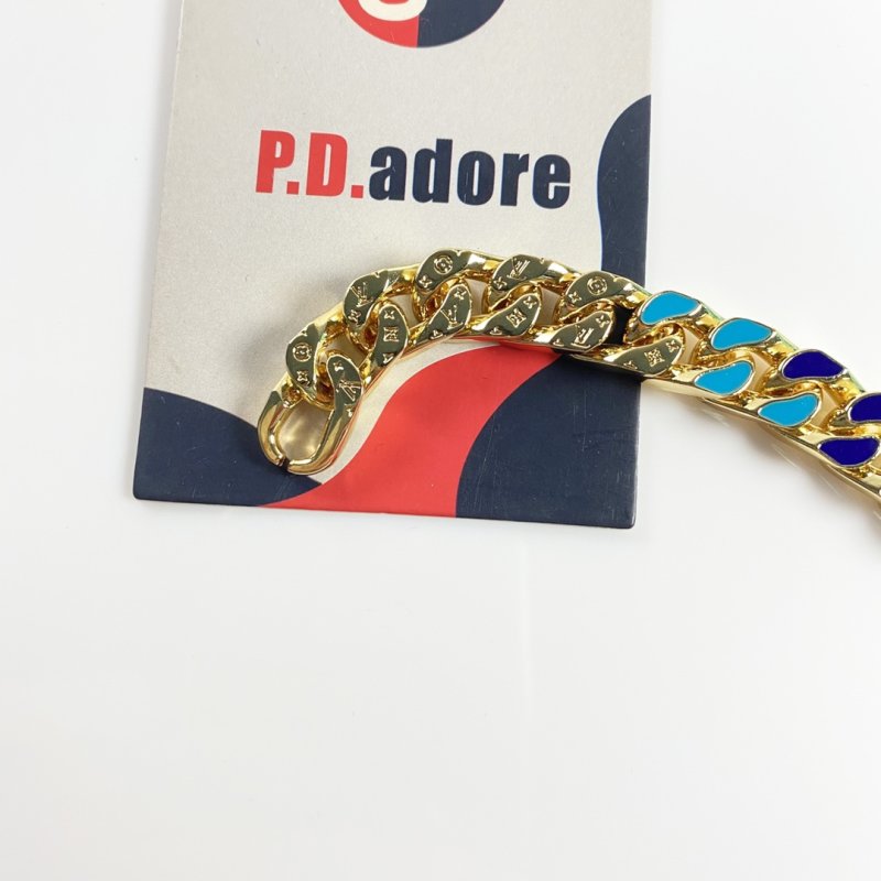 Louis Vuitton NBA Collaboration Gold Chain Bracelet Blue view