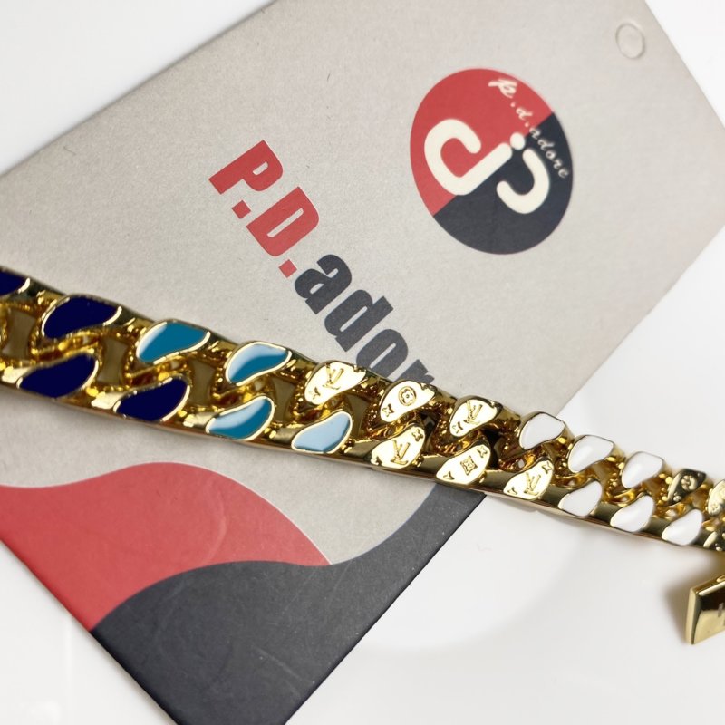 Louis Vuitton NBA Collaboration Gold Chain Bracelet Blue view