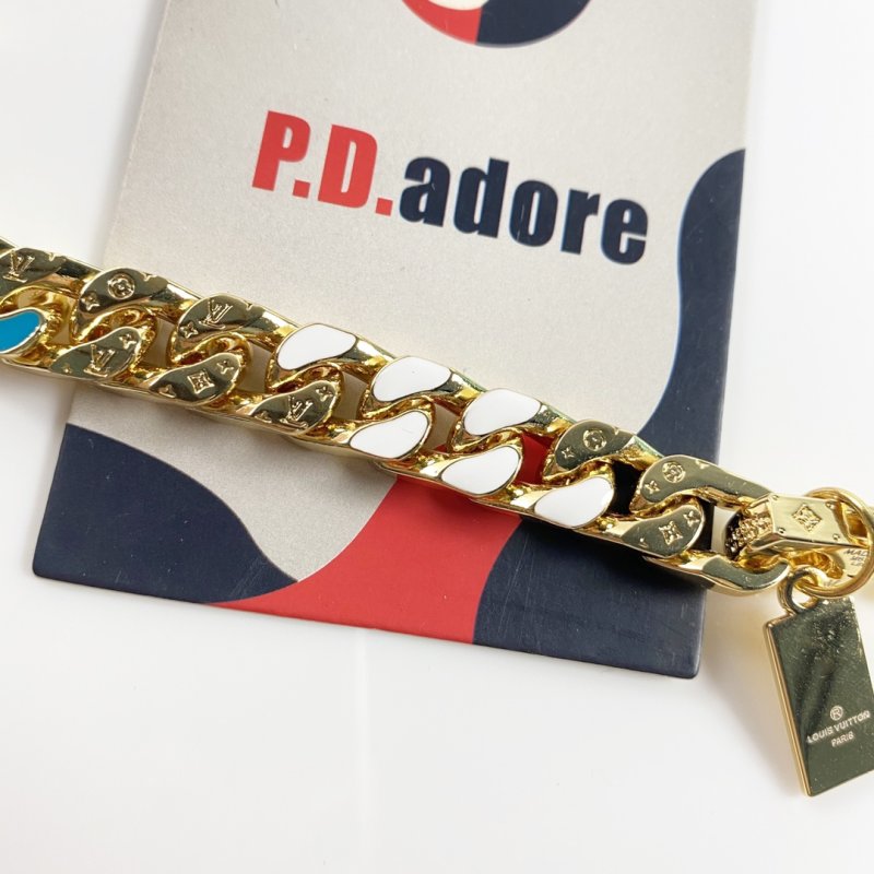 Louis Vuitton NBA Collaboration Gold Chain Bracelet Blue view