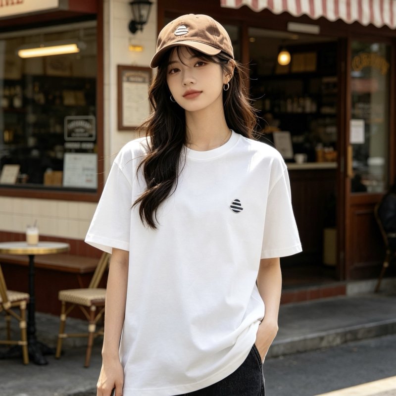 Essentials White Striped Logo T-Shirt
