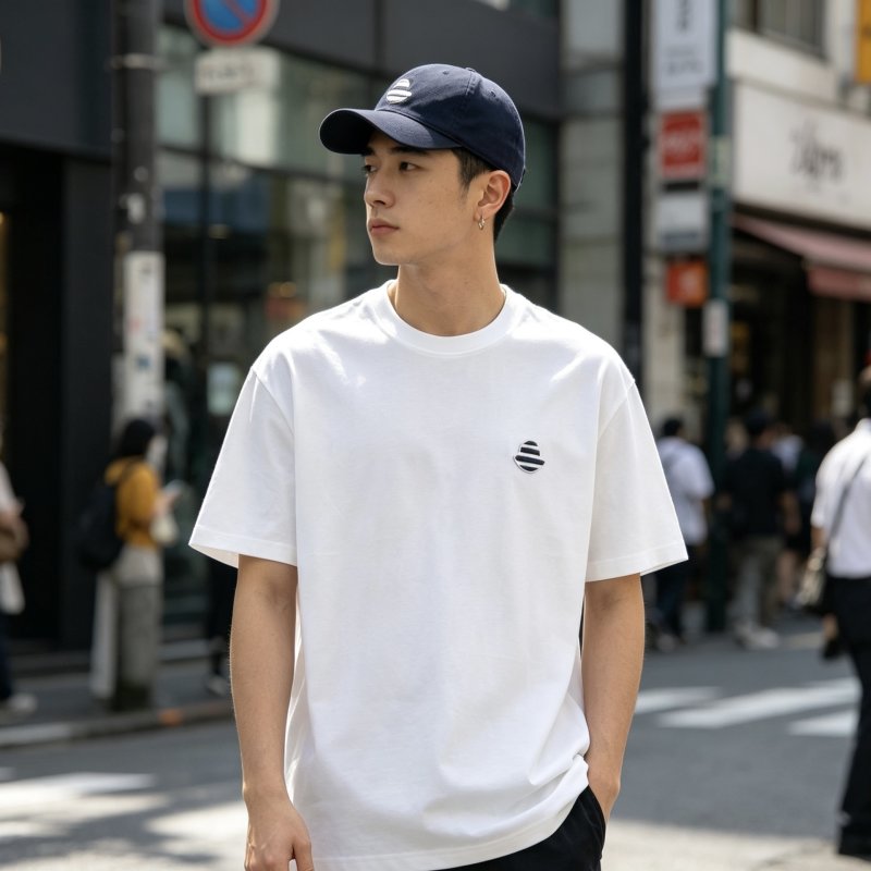 Essentials White Striped Logo T-Shirt view