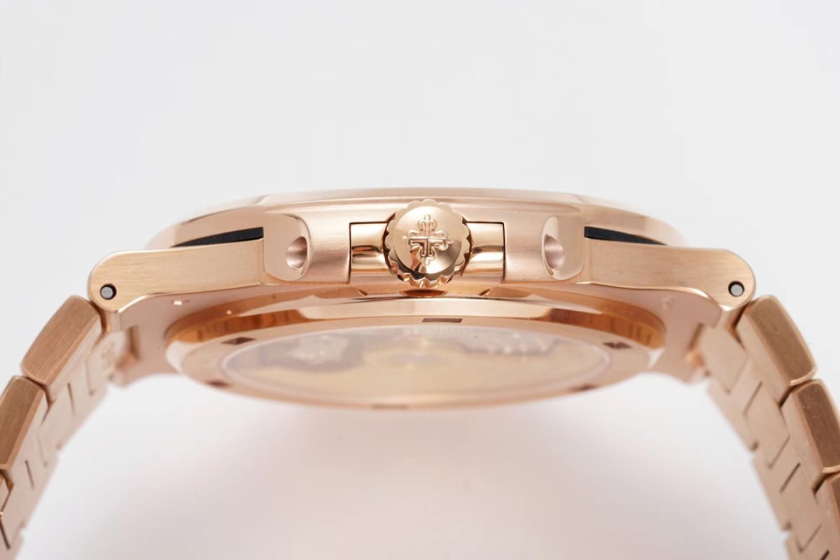 Patek Philippe Nautilus Rose Gold Diamond Bezel Watch view