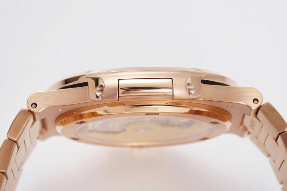 Patek Philippe Nautilus Rose Gold Diamond Bezel Watch view