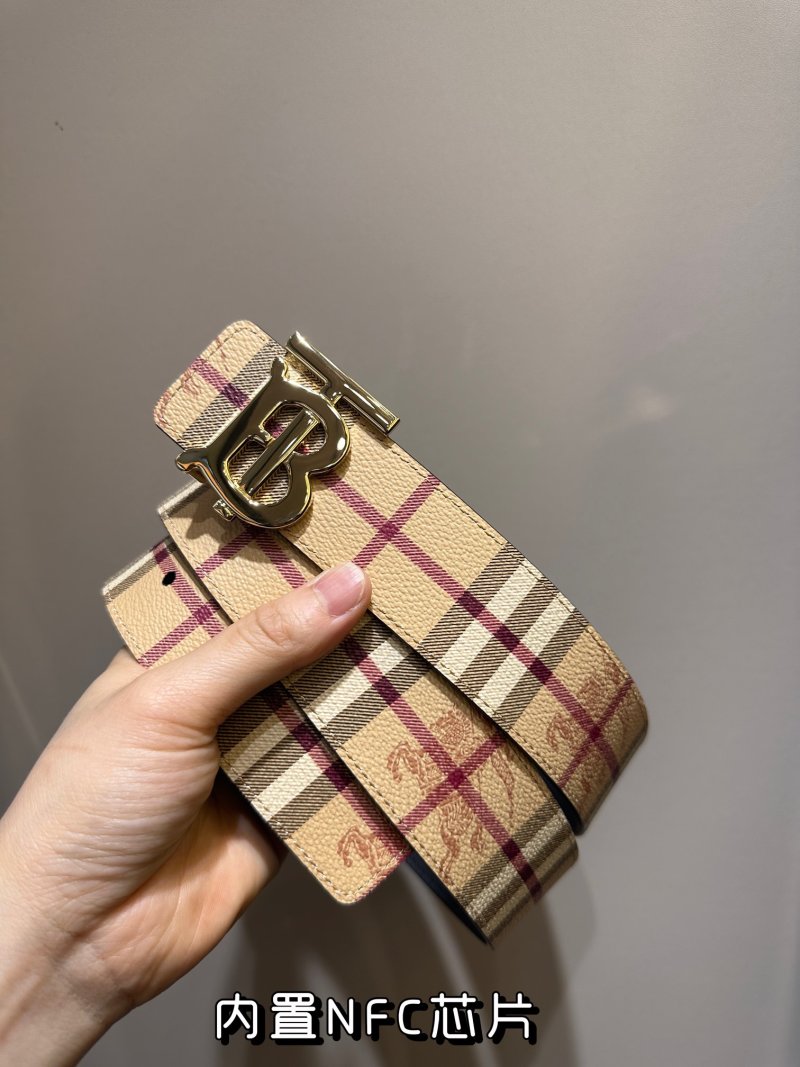 Burberry TB Reversible Belt - Beige Check & Black view