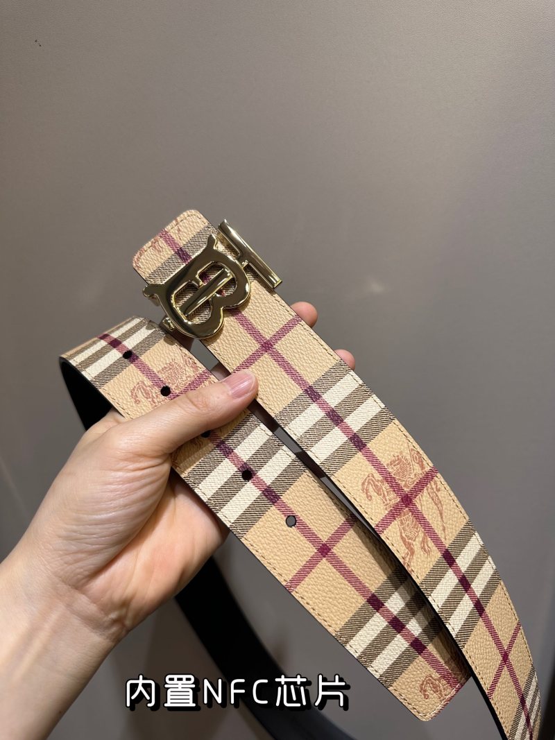 Burberry TB Reversible Belt - Beige Check & Black view