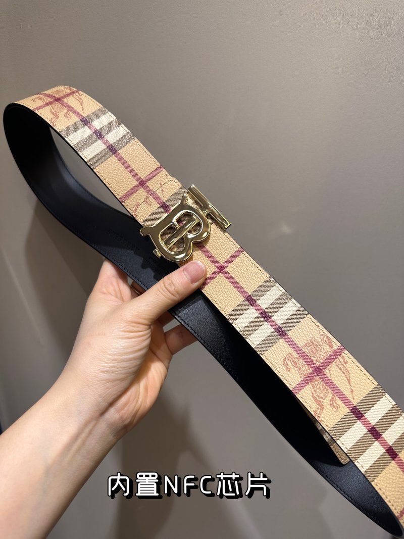Burberry TB Reversible Belt - Beige Check & Black view