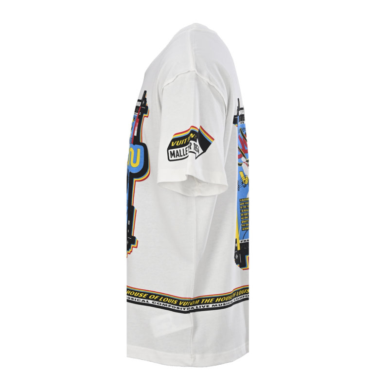 White Graphic Print Short Sleeve T-Shirt with Badge Details view