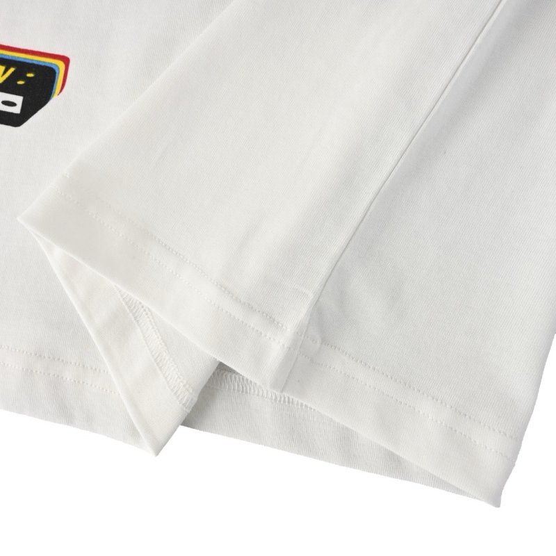 White Graphic Print Short Sleeve T-Shirt with Badge Details view