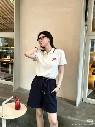Prada Red Embroidered Logo Polo Shirt - White view 3
