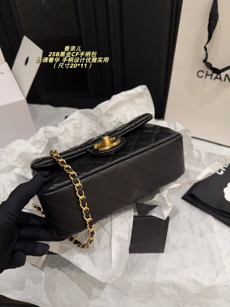 Chanel 25B Black Gold CF Quilted Leather Handbag view