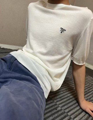 Prada Milano Off-White Logo T-Shirt view 4
