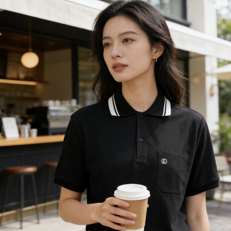 Gucci GG Embroidered Polo Shirt Black view