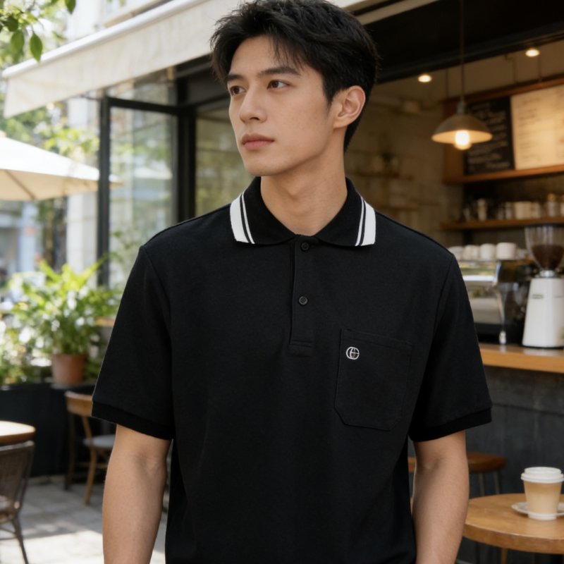Gucci GG Embroidered Polo Shirt Black view