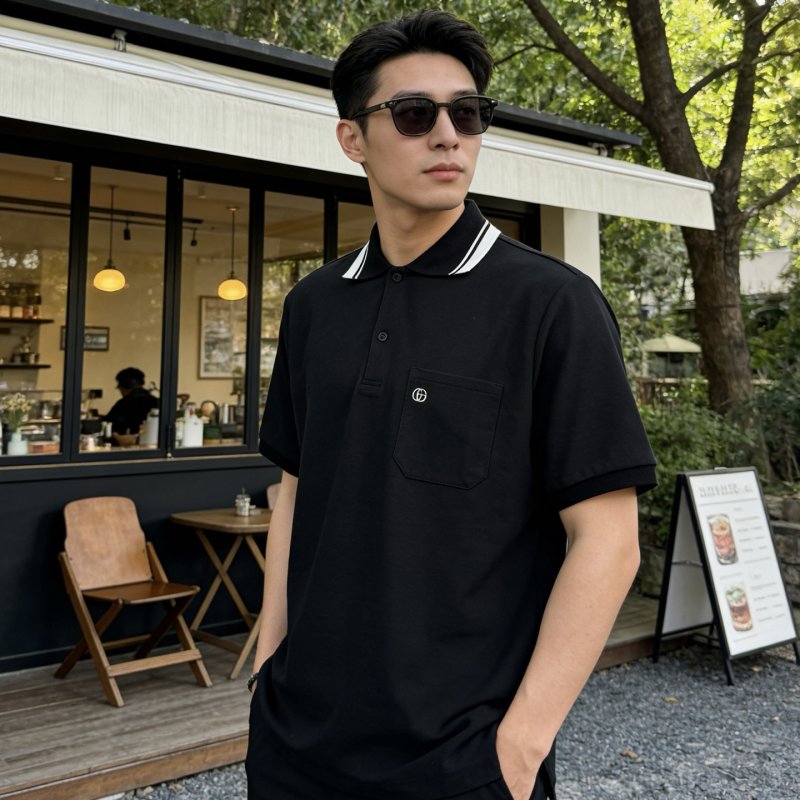 Gucci GG Embroidered Polo Shirt Black view