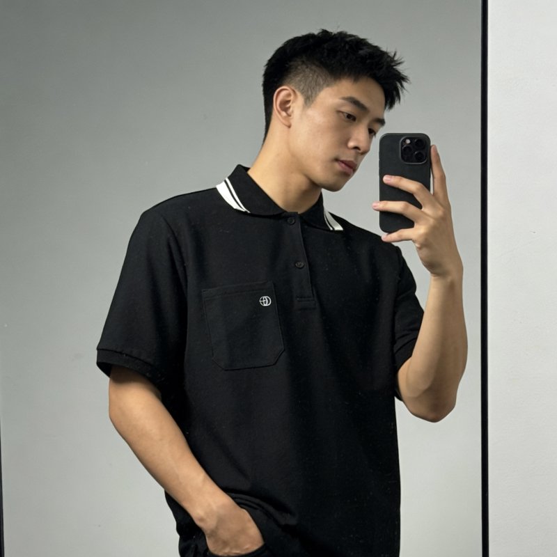 Gucci GG Embroidered Polo Shirt Black view