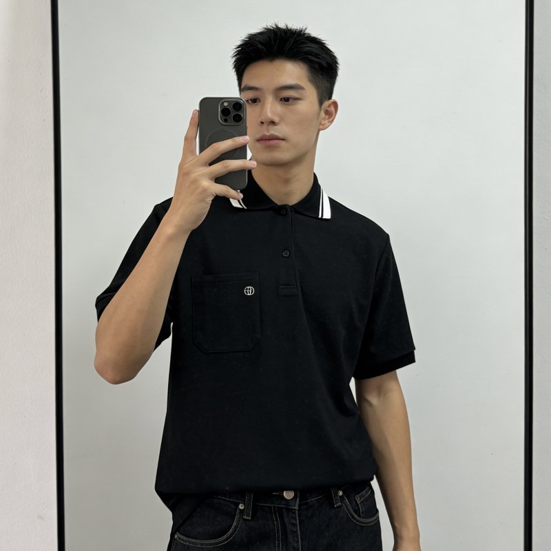 Gucci GG Embroidered Polo Shirt Black view