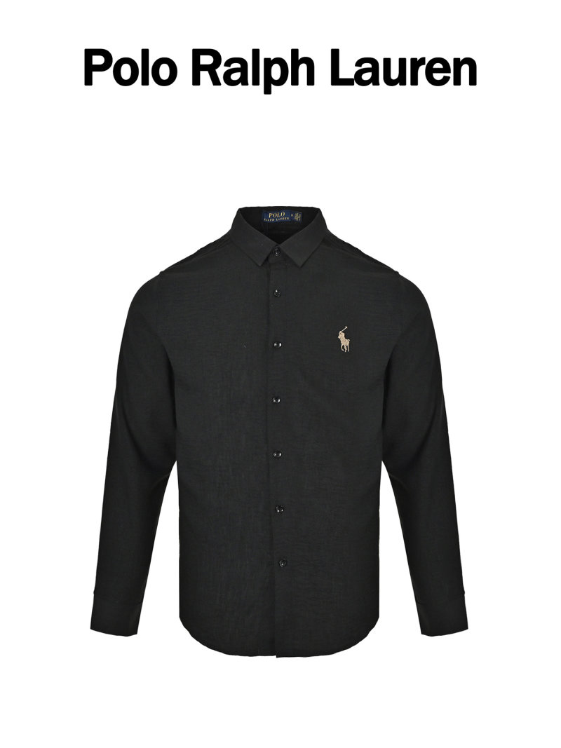Polo Ralph Lauren Black Linen Button-Up Shirt