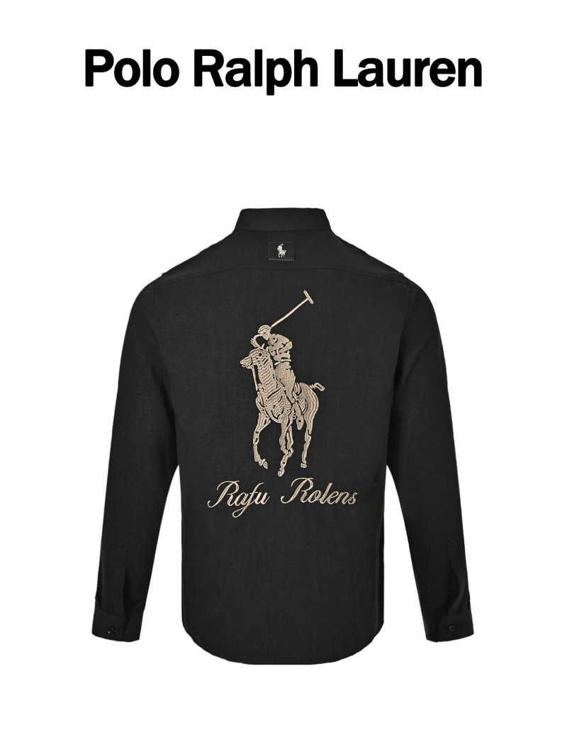 Polo Ralph Lauren Black Linen Button-Up Shirt view