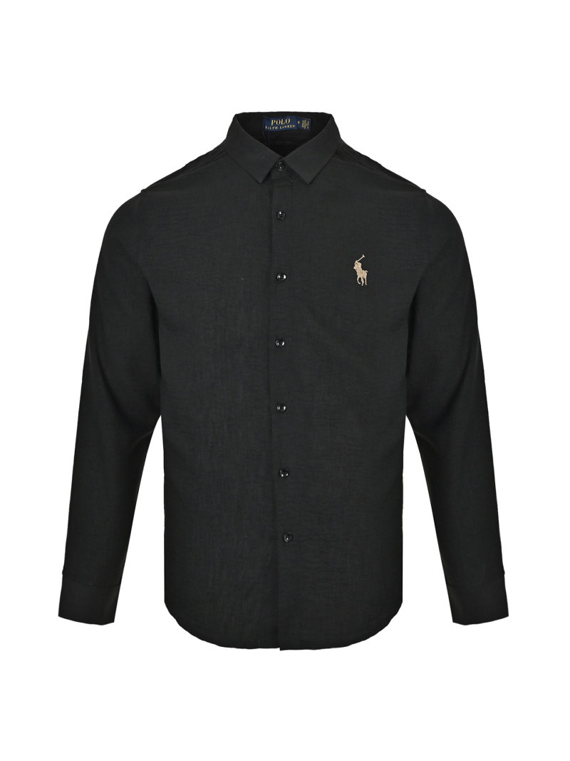 Polo Ralph Lauren Black Linen Button-Up Shirt view