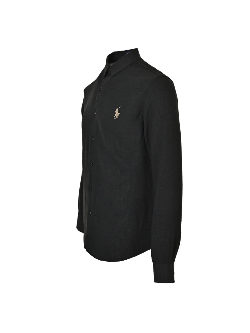 Polo Ralph Lauren Black Linen Button-Up Shirt view