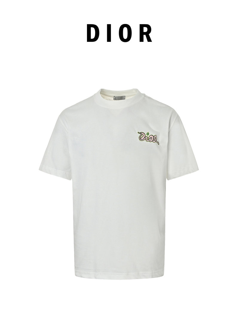White Crew Neck Short Sleeve T-Shirt with Decorative Chest Graphic view