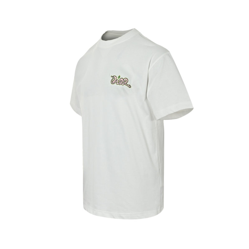 White Crew Neck Short Sleeve T-Shirt with Decorative Chest Graphic view