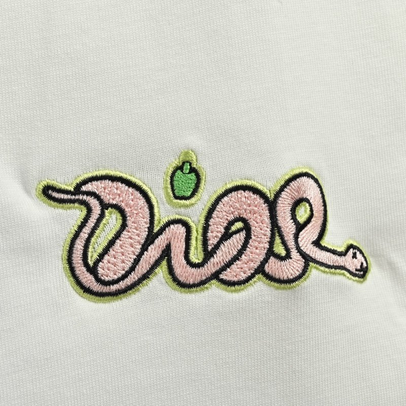 White Crew Neck Short Sleeve T-Shirt with Decorative Chest Graphic view