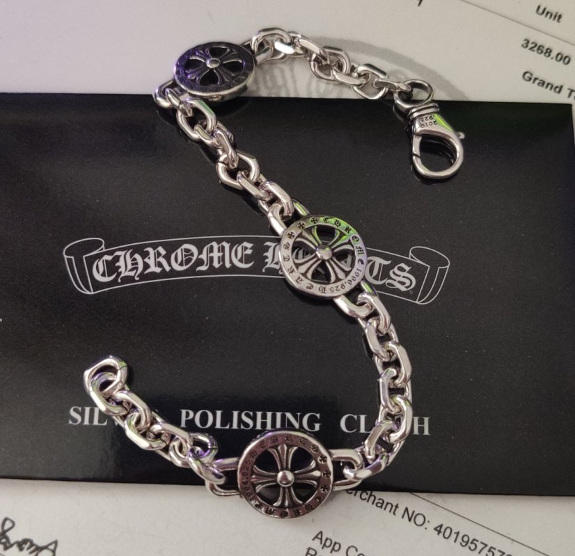 Chrome Hearts Silver Cross Circle Chain Bracelet view