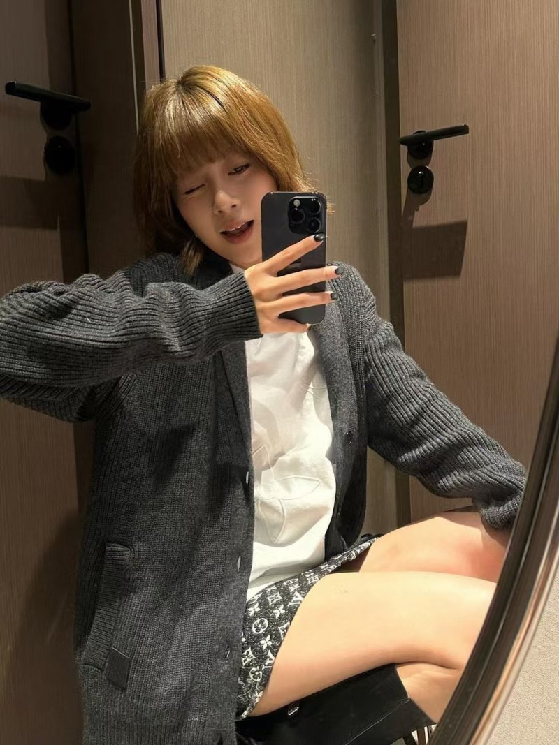 Charcoal Grey Ribbed Knit Cardigan view