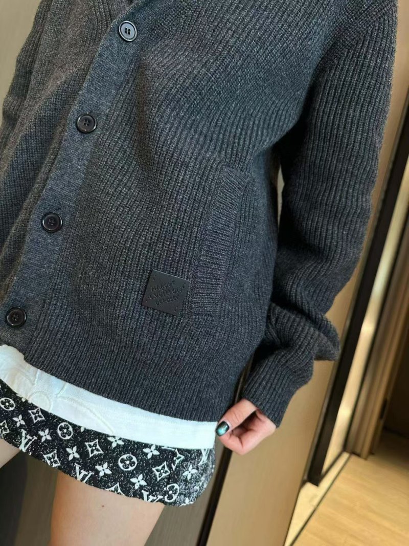 Charcoal Grey Ribbed Knit Cardigan view