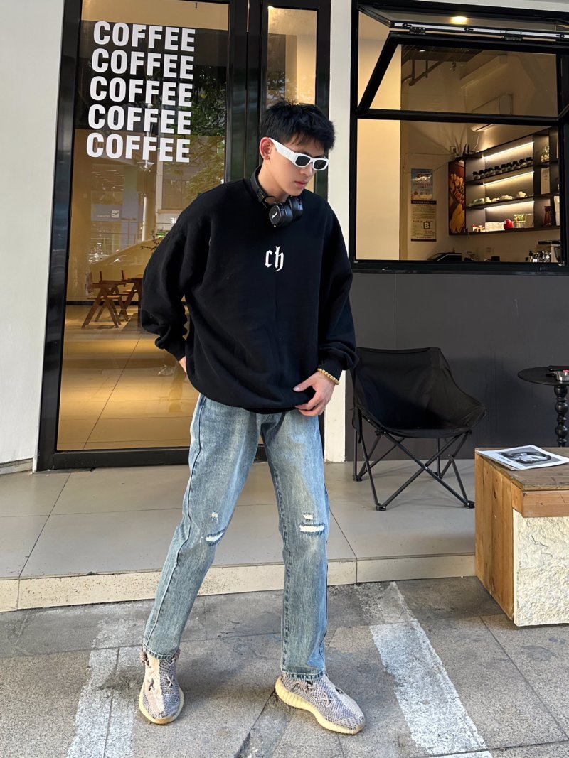 Light Wash Distressed Ripped Denim Jeans view