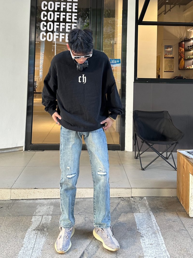 Light Wash Distressed Ripped Denim Jeans view