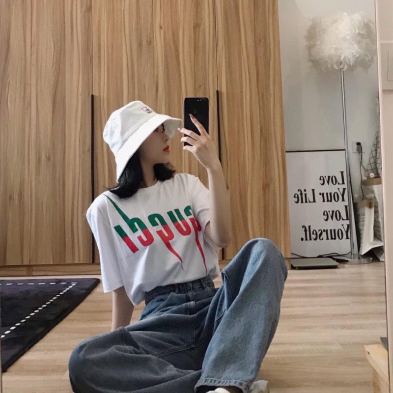 Gucci Logo T-Shirt Cream Red Green view