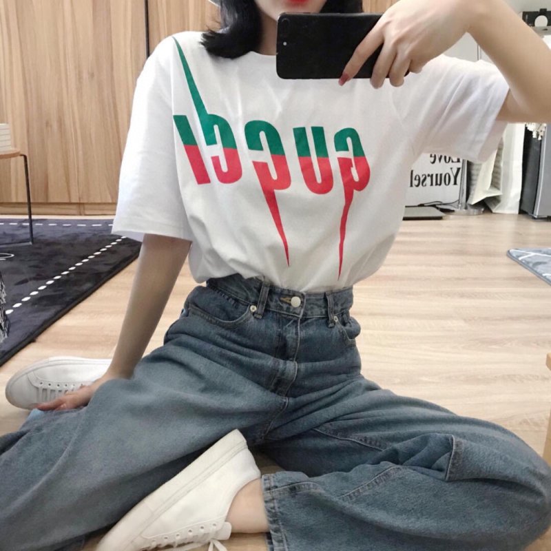 Gucci Logo T-Shirt Cream Red Green view