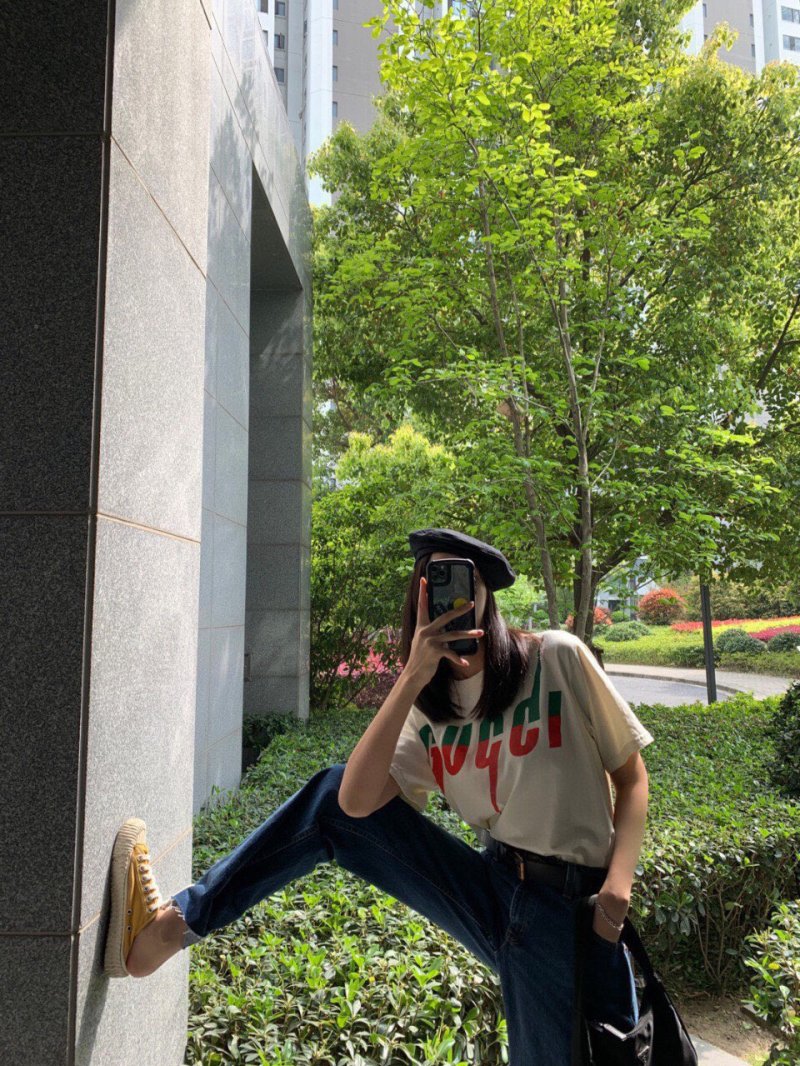Gucci Logo T-Shirt Cream Red Green view