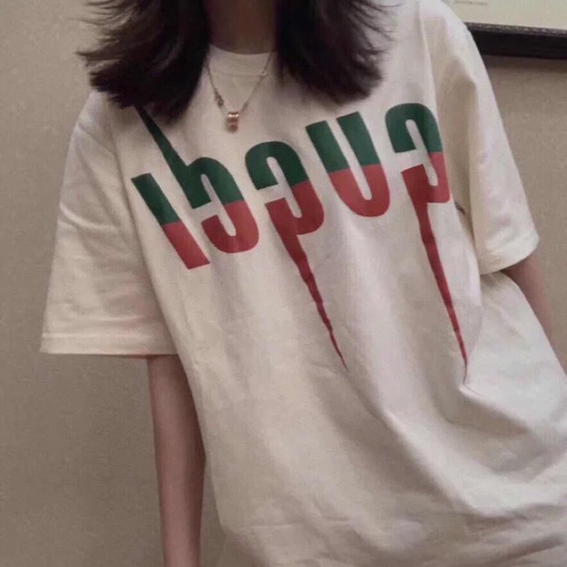 Gucci Logo T-Shirt Cream Red Green view