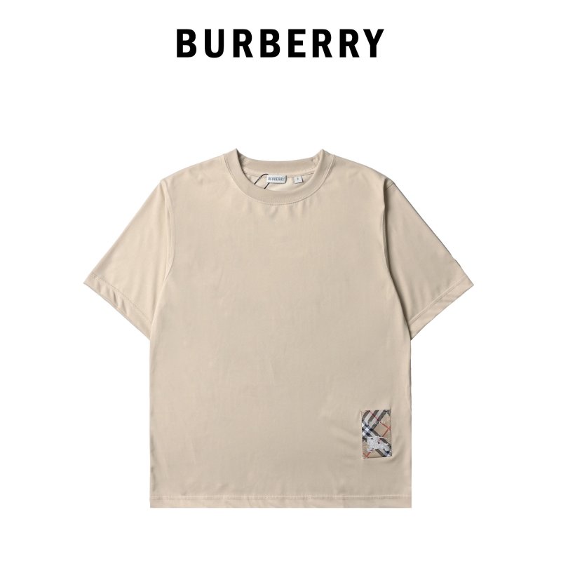 Cream Short Sleeve T-Shirt with Checkered Detail view