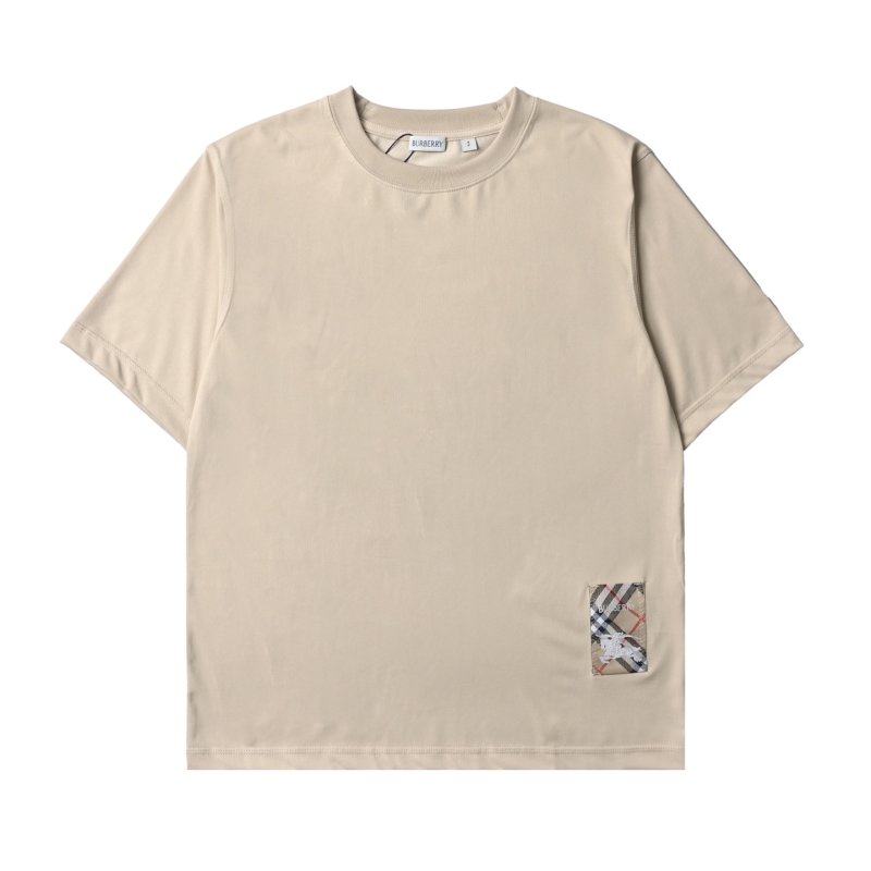 Cream Short Sleeve T-Shirt with Checkered Detail view