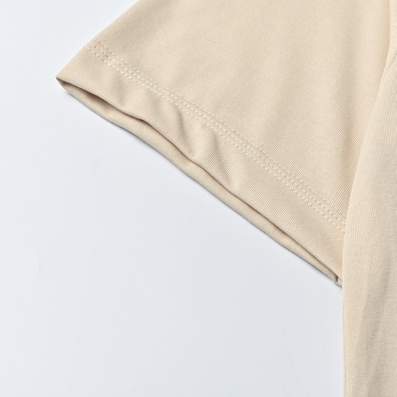 Cream Short Sleeve T-Shirt with Checkered Detail view
