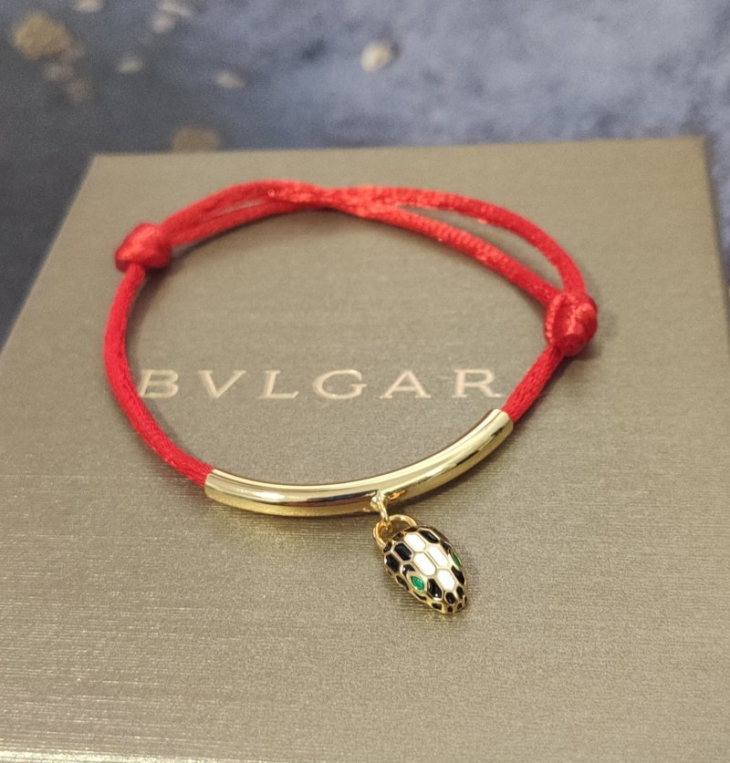 Bulgari Snake Red Cord Bracelet with Gold Charm view